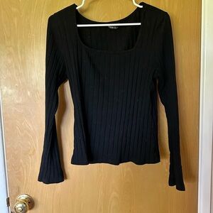 SHEIN Ribbed Knit Square Neckline Top